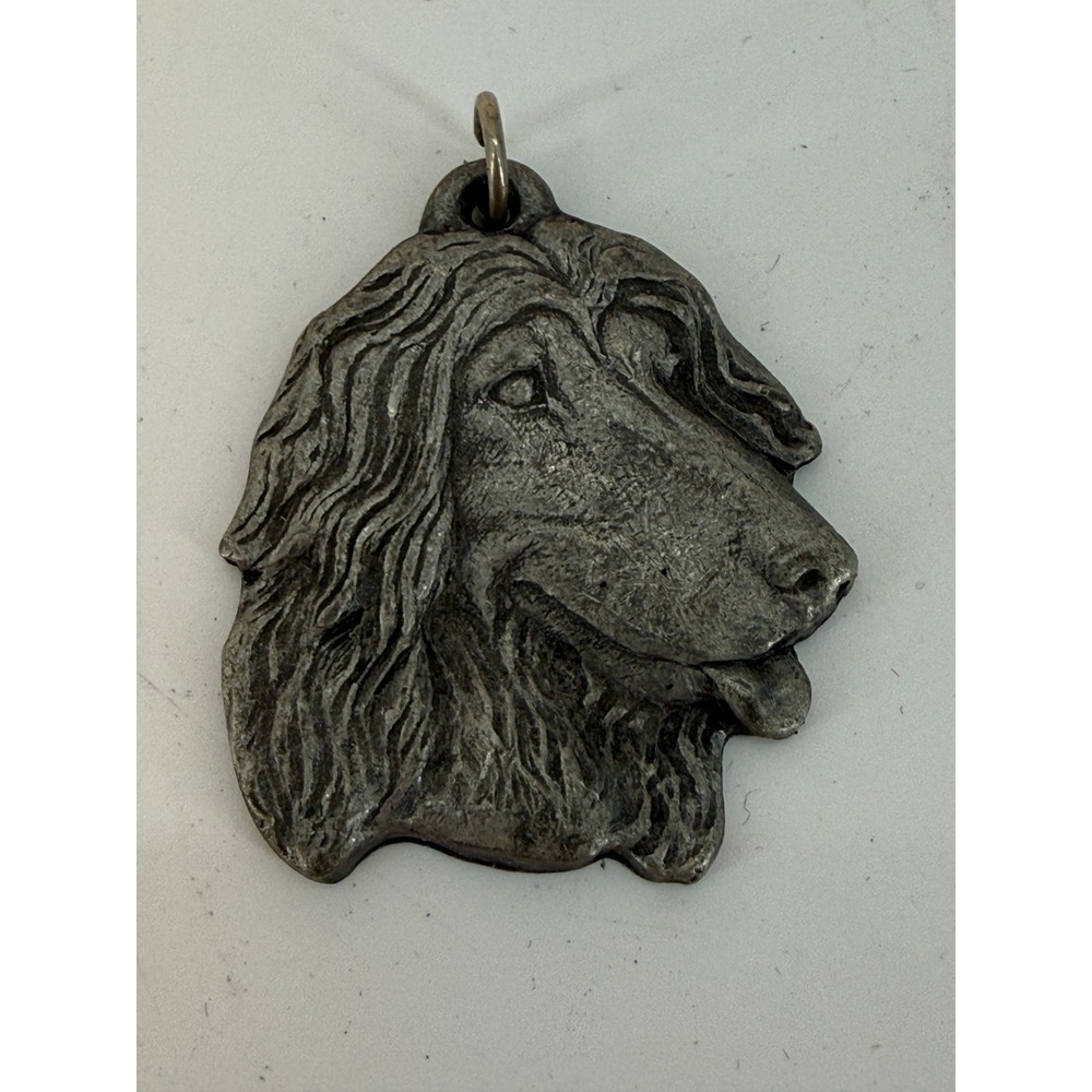 1982 I Love My Arghan Hound Rawcliffe Pewter Keychain/Key Ring P Davis‎ 1.5"x2"